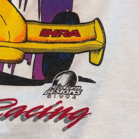 Vintage 90’s Drag Racing Bright Graphic Single Stitch T-Shirt Size XL - Picture 5 of 15